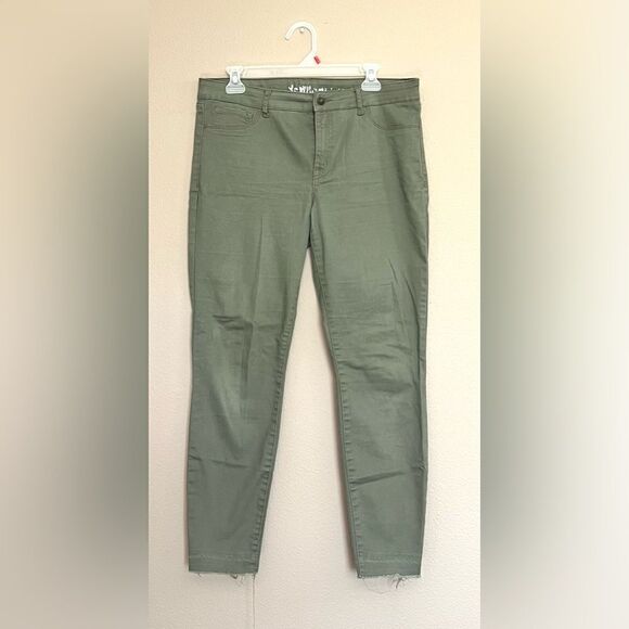 Rewash Olive Green Frayed Hem Skinny Jeans - Picture 1 of 6